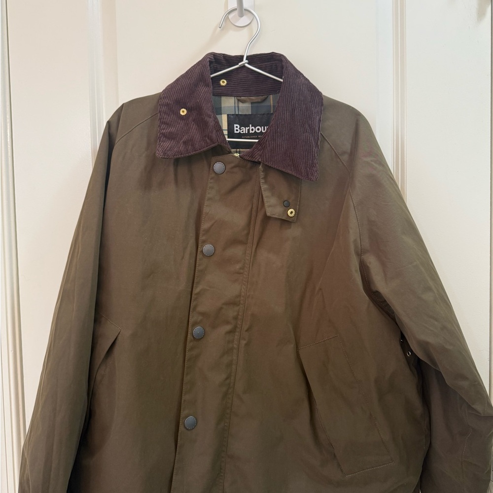Barbour Olive Utility Jacket with Corduroy Collar